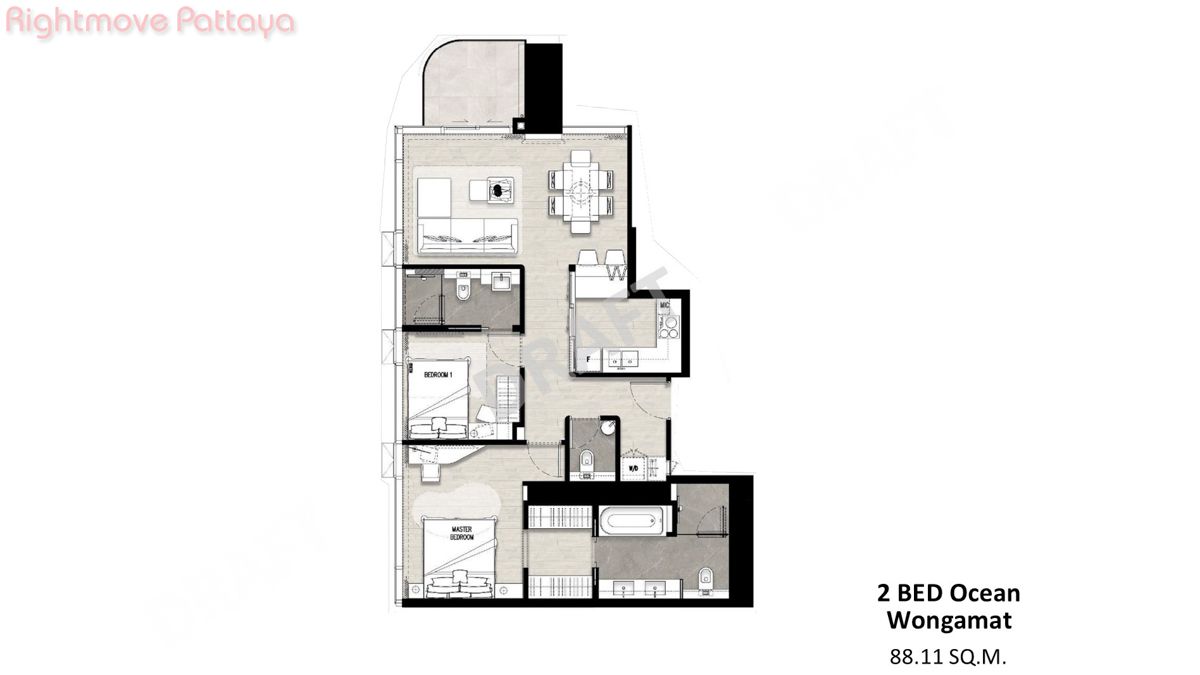 2 Bedrooms Condo For Sale In North Pattaya - ONCE Wongamat #CS5615