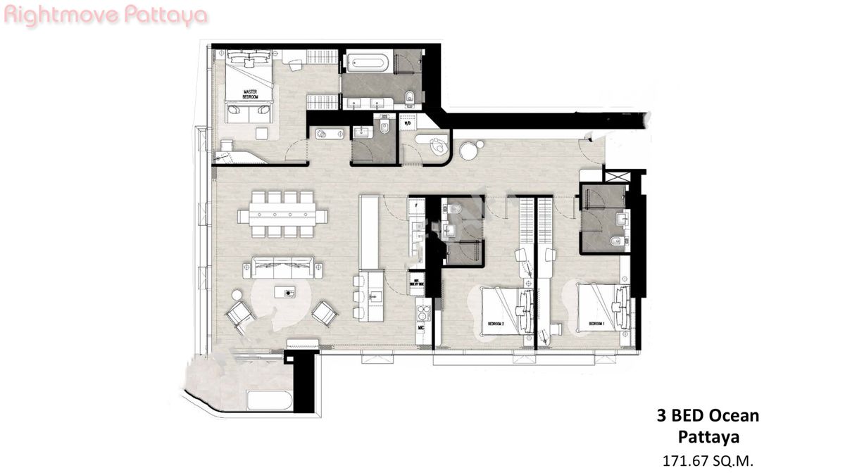 3 Bedrooms Condo For Sale In North Pattaya - ONCE Wongamat #CS5616